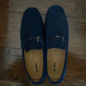 Mens Navy blue Suede driving shoe, 12